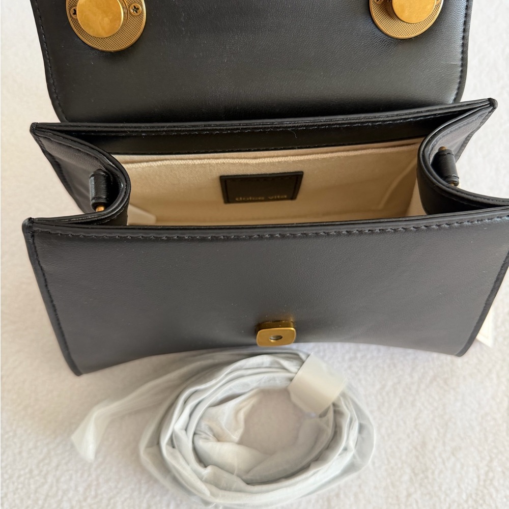 Dolce Vita Black Braided Mini Top-Handle Bag with Gold Hardware - Picture 11 of 12
